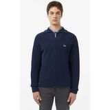 Lacoste Classic Fit Uzun Kollu Yarım Fermuarlı Erkek Triko Kazak Lacivert