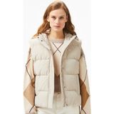 Lacoste Down Fill Water Repellent Womens Vest Kadın Su Itici Sabit Kapüşonlu Kaz Tüyü Yelek Taş - Taş Rengi - 40
