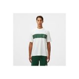 Lacoste Erkek Bisiklet Yaka Baskılı Beyaz Modal Karışımlı T-Shirt