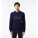 Lacoste Erkek Classic Fit Bisiklet Yaka Baskılı Lacivert Kazak - M - L