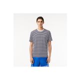 Lacoste Erkek Classic Fit Bisiklet Yaka Çizgili Beyaz T-shirt