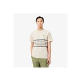 Lacoste Erkek Classic Fit Bisiklet Yaka Çizgili Krem T-Shirt