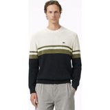 Lacoste Erkek Classic Fit Haroşa Örgü Renk Bloklu %100 Pamuk Lacivert Bej Haki Kazak - M - L