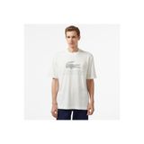 Lacoste Erkek Regular Fit Bisiklet Yaka Baskılı Beyaz Modal Karışımlı T-Shirt