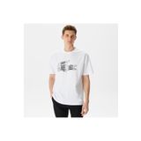 Lacoste Erkek Relaxed Fit Bisiklet Yaka Baskılı Beyaz T-shirt