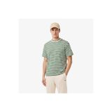 Lacoste Erkek Relaxed Fit Bisiklet Yaka Çizgili Yeşil T-Shirt