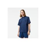 Lacoste Erkek Relaxed Fit Kısa Kollu Desenli Mavi Gömlek