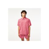 Lacoste Erkek Relaxed Fit Kısa Kollu Desenli Pembe Gömlek