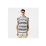 Lacoste Erkek Slim Fit Bisiklet Yaka Çizgili Beyaz T-shirt