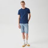 Lacoste Erkek Slim Fit Bisiklet Yaka Desenli Lacivert T-Shirt
