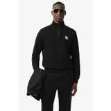 Lacoste High Neck Zip-Up Print Unisex Sweatshirt Fermuarlı Yüksek Yaka Pamuklu Sweatshirt Siyah