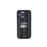 Lacoste İphone 15 Pro Max Kılıf Lisanslı Magsafe Özellikli Mono Vintage Logo Kapak Siyah