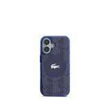Lacoste iPhone 16 IML Timsah Logolu Monogram Magsafe Lacivert Uyumlu Telefon Kılıfı