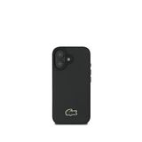 Lacoste iPhone 16 Magsafe Koyu Yeşil PU Pike Desenli Timsah Logolu Siyah Uyumlu Telefon Kılıfı