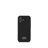 Lacoste iPhone 16 Magsafe PU Pike Desenli Timsah Logolu Siyah Uyumlu Telefon Kılıfı