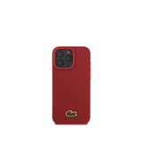 Lacoste iPhone 16 Pro Magsafe PU Pike Desenli Timsah Logolu Kırmızı Uyumlu Telefon Kılıfı