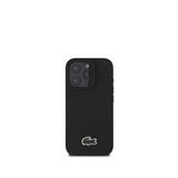 Lacoste iPhone 16 Pro Magsafe PU Pike Desenli Timsah Logolu Siyah Uyumlu Telefon Kılıfı