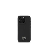 Lacoste iPhone 16 Pro Max PU Pike Desenli Metal Logolu Siyah 1.5 mt Type-C Kablo Telefon Kılıfı