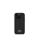 Lacoste iPhone 16 Pro PU Pike Desenli Metal Logolu Siyah 1.5 mt Type-C Kablo Telefon Kılıfı