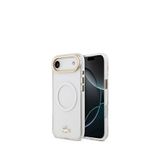 Lacoste iPhone 17 Air Gold Timsah Logolu Buzlu Magsafe Beyaz Uyumlu Telefon Kılıfı
