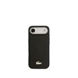 Lacoste iPhone 17 Air Metal Logolu PU Deri Tasarımlı Magsafe Siyah Uyumlu Telefon Kılıfı