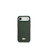 Lacoste iPhone 17 Air Metal Logolu PU Deri Tasarımlı Magsafe Yeşil Uyumlu Telefon Kılıfı