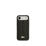 Lacoste iPhone 17 Air Monogram Serisi PU Deri Tasarımlı Magsafe Siyah Uyumlu Telefon Kılıfı