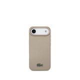 Lacoste iPhone 17 Air Pike Desenli Metal Logolu Kartlıklı Magsafe Bej Uyumlu Telefon Kılıfı