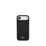 Lacoste iPhone 17 Air Pike Desenli Metal Logolu Kartlıklı Magsafe Siyah Uyumlu Telefon Kılıfı