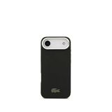 Lacoste iPhone 17 Air PU Pike Desenli Standlı Metal Logolu Magsafe Siyah Uyumlu Telefon Kılıfı