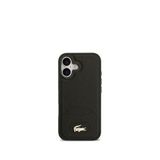 Lacoste iPhone 17 Metal Logolu PU Deri Tasarımlı Magsafe Siyah Uyumlu Telefon Kılıfı