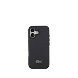 Lacoste iPhone 17 Pike Desenli Metal Logolu Kartlıklı Magsafe Lacivert Uyumlu Telefon Kılıfı