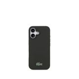 Lacoste iPhone 17 Pike Desenli Metal Logolu Kartlıklı Magsafe Siyah Uyumlu Telefon Kılıfı