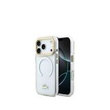 Lacoste Iphone 17 Pro Gold Timsah Logolu Buzlu Magsafe Uyumlu Telefon Kılıfı - Beyaz