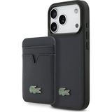 Lacoste İphone 17 Pro Kılıf Lisanslı M-Safeli Pu Pike Desenli Metal Logolu Kartlıklı Kapak Lacivert