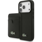 Lacoste İphone 17 Pro Kılıf Lisanslı M-Safeli Pu Pike Desenli Metal Logolu Kartlıklı Kapak Siyah