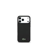Lacoste iPhone 17 Pro Max Pike Desenli Metal Logolu Kartlıklı Magsafe Siyah Uyumlu Telefon Kılıfı