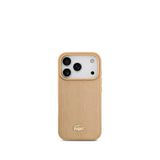 Lacoste iPhone 17 Pro Monogram Serisi PU Deri Tasarımlı Magsafe Bej Uyumlu Telefon Kılıfı