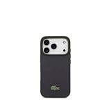 Lacoste iPhone 17 Pro Pike Desenli Metal Logolu Kartlıklı Magsafe Lacivert Uyumlu Telefon Kılıfı