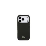 Lacoste iPhone 17 Pro Pike Desenli Metal Logolu Kartlıklı Magsafe Siyah Uyumlu Telefon Kılıfı
