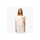 Lacoste Kadın Bisiklet Yaka Baskılı Açık Pembe Modal Karışımlı T-Shirt