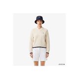 Lacoste Kadın Classic Fit Hakim Yaka Krem Hırka