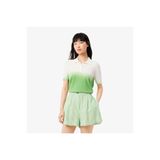 Lacoste Kadın Classic Fit Kısa Kollu Polo Yaka Renk Bloklu Yeşil Triko
