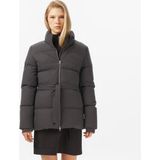 Lacoste Kadın Dik Yaka Koyu Gri Mont - 050-Gri - 42