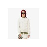 Lacoste Kadın Oversize Fit Bisiklet Yaka Çift Taraflı Desenli Krem Sweatshirt