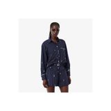 Lacoste Kadın Oversize Fit Çizgili Lacivert Gömlek