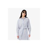 Lacoste Kadın Oversize Fit Çizgili Mavi Gömlek