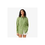 Lacoste Kadın Oversize Fit Çizgili Yeşil Gömlek