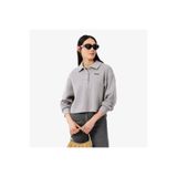 Lacoste Kadın Oversize Fit Polo Yaka Gri Sweatshirt