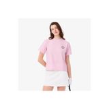 Lacoste Kadın Regular Fit Bisiklet Yaka Çizgili Pembe T-Shirt